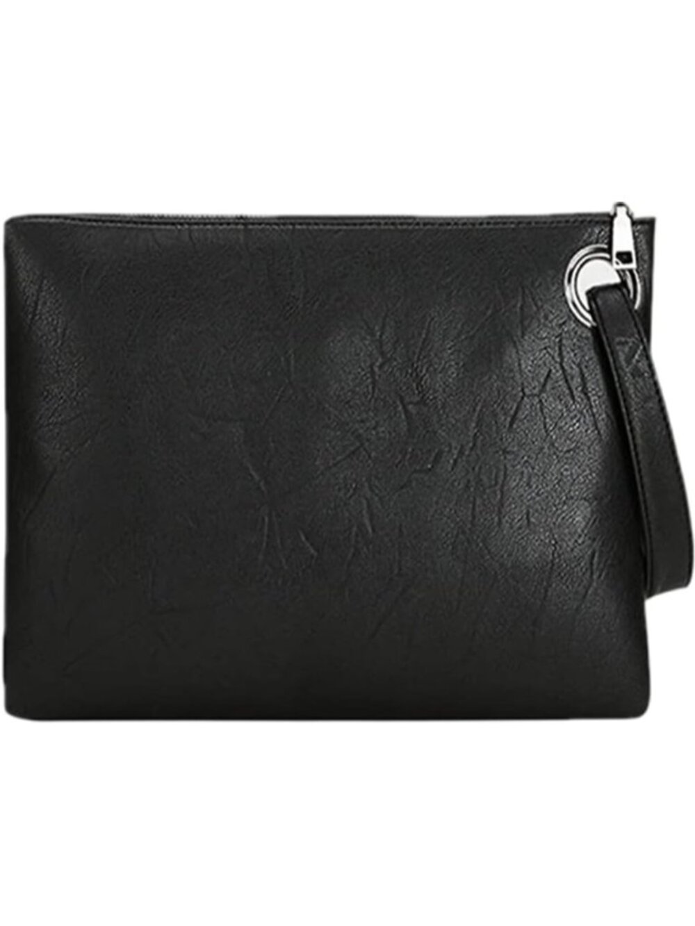 〽️Women's Black Leather Envelop Wristlet Handbag Foldover Pouch Evening Bag